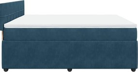 vidaXL Κρεβάτι Boxspring με Στρώμα Μπλε 180x200 εκ. Βελούδινο