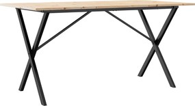 vidaXL Τραπέζι Τραπεζαρίας Πλαίσιο Χ Μασίφ Πεύκο/Ατσάλι