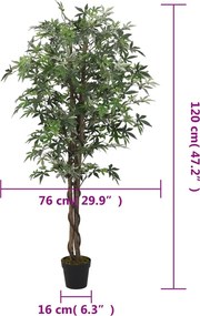 vidaXL Δέντρο Σφενδάμου Τεχνητό 336 Φύλλα Πράσινο 120 εκ.
