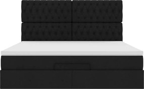 vidaXL Οθωμανικό κρεβάτι με στρώμα Μαύρο 160x200cm Ύφασμα
