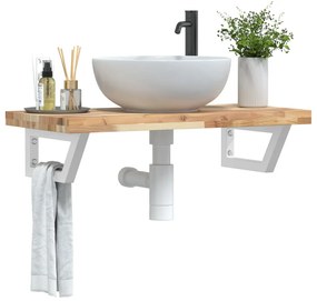 Ράφι Νιπτήρα Τοίχου από Ατσάλι / Μασίφ Ξύλο Ακακίας