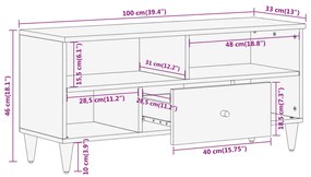 ΈΠΙΠΛΟ ΤΗΛΕΟΡΑΣΗΣ 100 X 33 X 46 ΕΚ. ΑΠΟ ΜΑΣΙΦ ΞΥΛΟ ΜΑΝΓΚΟ 358264