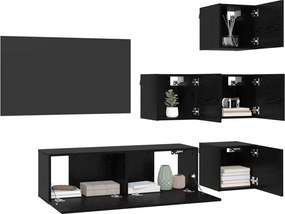 vidaXL Σετ επίπλου τηλεόρασης 5 pcs 100 x 30 x 30 cm Μαύρη Δρυς