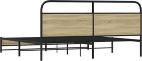 vidaXL Σκελετός Κρεβ. Χωρίς Στρώμα Sonoma Δρυς 180x200 εκ. Μεταλλικό