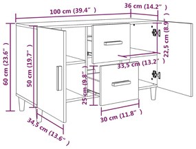 Ντουλάπι Sonoma Δρυς 100x36x60 εκ. από Επεξεργασμένο Ξύλο - Καφέ