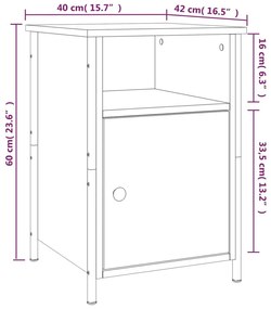 Κομοδίνα 2 τεμ. Καφέ Δρυ 40x42x60 εκ. από Επεξεργ. Ξύλο - Καφέ