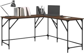 vidaXL Γραφείο Καφέ Δρυς 149x149x75 εκ. από Επεξεργασμένο Ξύλο