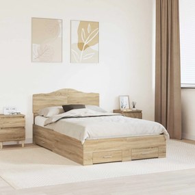 vidaXL Σκελετός Κρεβατιού Δρύς Sonoma 135 x 190 cm Επεξεργασμένο Ξύλο