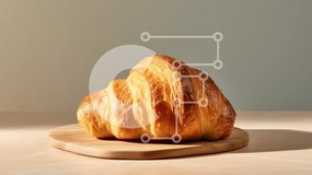 Σετ των 2 Intra Συλλεκτικό Ξύλινο Παζλ Plywood  4mm - Φρεσκοψημένο κρουασάν σε ξύλινη σανίδα κοπής Σε Ξύλινο Κουτί - Διαστάσεις: 10x10 cm – 25 κομμάτια