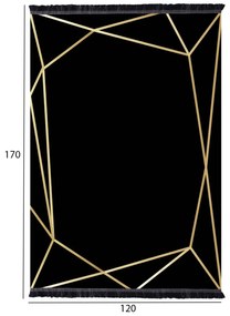 Χαλί Σαλονιού Με Κρόσια Josiane Μαύρο-Χρυσό 120x170 Εκ.