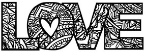 Διακοσμητικό Τοίχου Love 899SKL2440 23x70cm Black Wallity Metal