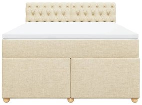 vidaXL Κρεβάτι Boxspring με Στρώμα Κρεμ 140x190 εκ. Υφασμάτινο