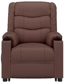 vidaXL Πολυθρόνα Μασάζ με Ανύψωση Γυαλ. Καφέ Συνθ. Δέρμα
