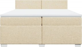 vidaXL Κρεβάτι Boxspring με Στρώμα Κρεμ 200x200 εκ. Υφασμάτινο