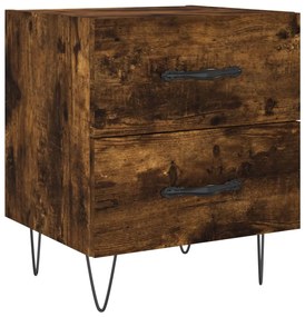 vidaXL Κομοδίνα 2 τεμ. Καπνιστή Δρυς 40 x 35 x 47,5 εκ. Επεξεργ. Ξύλο