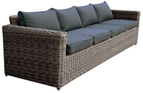 ARIZONA 4Θέσιος Καναπές Κήπου ALU, 4mm Half-Round Wicker Grey Brown, Μαξιλάρια Ανθρακί