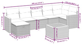 vidaXL Σετ Καναπέ Κήπου 8 τεμ. Μικτό Μπεζ Συνθετικό Ρατάν με Μαξιλάρια