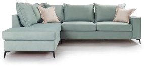 Γωνιακός καναπές δεξιά γωνία Romantic pakoworld ύφασμα Ciel-Cream 290x235x95εκ - Ύφασμα - 168-000006