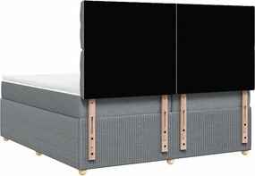 vidaXL Κρεβάτι Boxspring με Στρώμα Ανοιχτό Γκρι 200x200 εκ. Υφασμάτινο