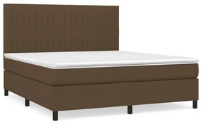 vidaXL Κρεβάτι Boxspring με Στρώμα Σκούρο Καφέ 160x200 εκ Υφασμάτινο