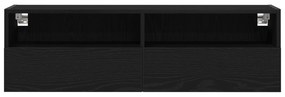 vidaXL Γκρι τηλεόραση Τοίχου Μαύρο Δρυς 100x30x30 εκ Επεξεργασμένο Ξύλο