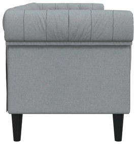 vidaXL Καναπές Τριθέσιος Chesterfield Ανοιχτό Γκρι Υφασμάτινος