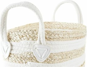 Καλάθι DKD Home Decor Λευκό Μπεζ Φυσική ίνα 33 x 16 x 19 cm