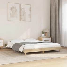 vidaXL Πλαίσιο Κρεβατιού Sonoma Δρυς 135x190 εκ. Επεξεργασμένο Ξύλο