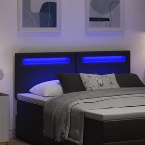 vidaXL LED κεφαλάρι Μαύρο 160 cm Τεχνητό Δέρμα