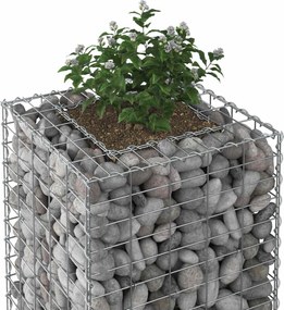 vidaXL Ανασηκωμένο κρεβάτι gabion Ασημί