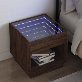 VidaXL Κομοδίνο Άπειρο Φως LED Καφέ Δρυς 50x50x50 εκ.