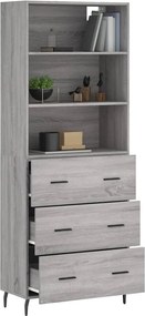 vidaXL Ντουλάπι Γκρι Sonoma 69,5 x 34 x 180 εκ. Επεξεργασμένο Ξύλο