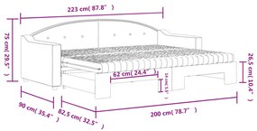 Καναπές Κρεβάτι Συρόμενος Μαύρο 80x200 εκ. Υφασμάτινος Στρώματα - Μαύρο