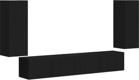 vidaXL Σετ επίπλου τηλεόρασης 4 pcs Μαύρο Επεξεργασμένο ξύλο