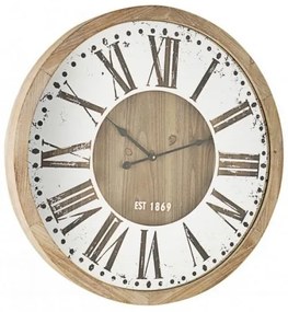 Ρολόι Τοίχου Στρόγγυλο Ticking Q87 Λευκό-Καφέ (60x6,5x60).
