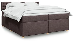 VidaXL Κρεβάτι Boxspring με Στρώμα Σκούρο Καφέ 200x200 εκ. Υφασμάτινο
