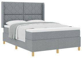 vidaXL Κρεβάτι με Ελατήρια και Στρώμα Γκρι 140x200 εκ Ύφασμα