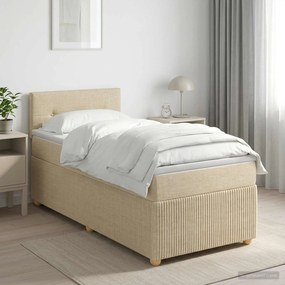 vidaXL Κρεβάτι box spring με στρώμα Κρεμ 80 x 200 cm Ύφασμα