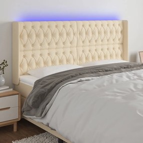 Κεφαλάρι Κρεβατιού LED Κρεμ 183x16x118/128 εκ. Υφασμάτινο - Κρεμ