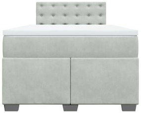 vidaXL Κρεβάτι Boxspring με Στρώμα Ανοιχτό Γκρι 120x190 εκ. Βελούδινο
