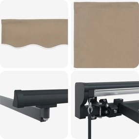 vidaXL Χειροκίνητο πλαίσιο τέντας με LED Μπεζ 3 x 2 m