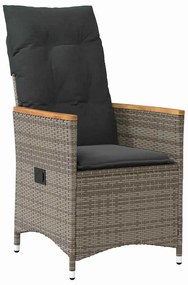 vidaXL Σέτ φαγητού για κήπο με μαξιλάρι 5 pcs Γκρι συνθετικό ρατάν