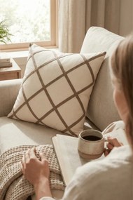 Stewehome Μαξιλαροθήκη με σχέδιο γραμμών και λεπτομέρεια από βαμβάκι 42x42 cm