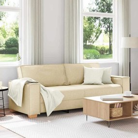 vidaXL 3-Θέσιος καναπές με μαξιλάρι Κρεμ 220 x 78 x 84 εκ. ύφασμα
