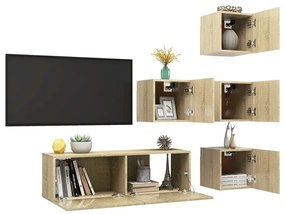 vidaXL Έπιπλα Τηλεόρασης Σετ 5 Τεμαχίων Sonoma Δρυς από Επεξ. Ξύλο