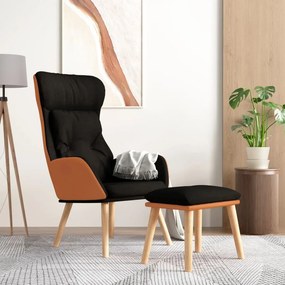 vidaXL Πολυθρόνα Relax Μαύρο από Συνθετικό Δέρμα &amp; Υφασμα με Υποπόδιο