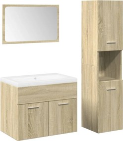 vidaXL Σετ Επίπλων Μπάνιου 4 Τεμαχίων Sonoma Δρυς Επεξεργασμένο Ξύλο