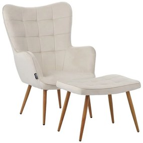 Πολυθρόνα Maddison Με Υποπόδιο 029-000245 Βελούδο 68x72x98cm Cream