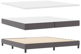 vidaXL Κρεβάτι Box Spring με Στρώμα σε Γκρι, 200x200 εκ, Ψεύτικο Δέρμα.