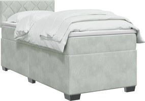 vidaXL Κρεβάτι Box Spring με Στρώμα και LED Ανοιχτό γκρι 100 x 200 cm